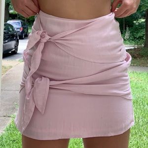 Urban Outfitters Pink Tie Mini Skirt
